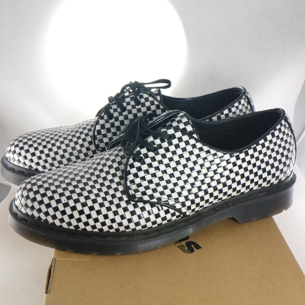 DR. MARTENS Hugh Black/White Woven Checkered Shoes - Picture 7 of 8